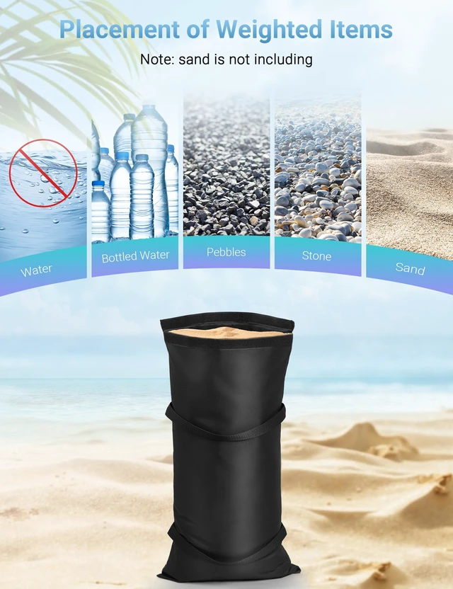 Alt view image 6 of 7 - 4 Pack Sand Bag for Umbrella Base, Fillable Weight Sandbags, No Sand Durable Sandbags Weights for Garden Furniture, Trampoline, Outdoor Umbrellas, Poolside Ideal for Outdoor Patio & Backyard