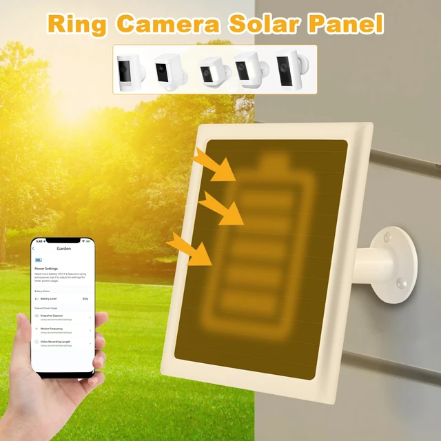 Alt view image 4 of 7 - Solar Panel Charger for Ring Camera, Compatible with Stick Up Camera Battery, Ring Spotlight Plus/Pro, Stick up Pro, Waterproof 6w5v (White-3Pack)