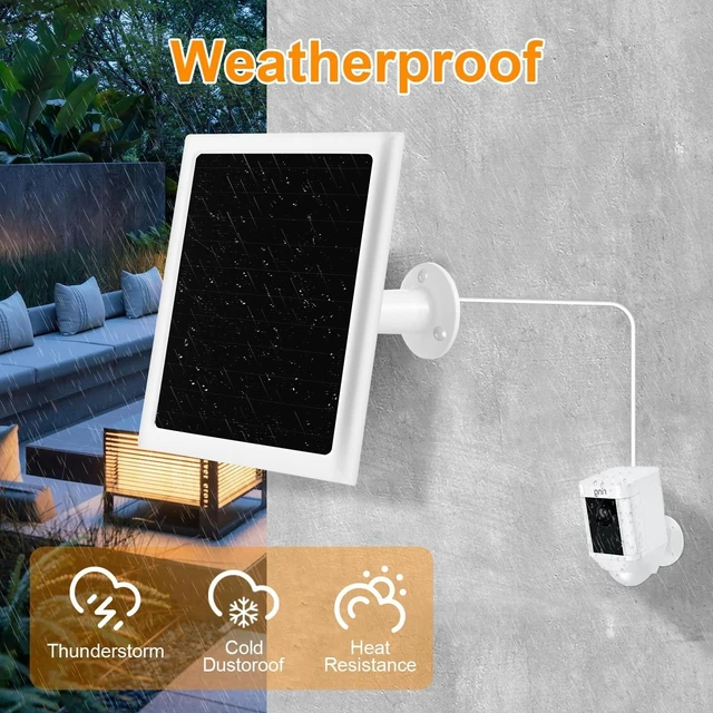 Alt view image 6 of 7 - Solar Panel Charger for Ring Camera, Compatible with Stick Up Camera Battery, Ring Spotlight Plus/Pro, Stick up Pro, Waterproof 6w5v (White-3Pack)
