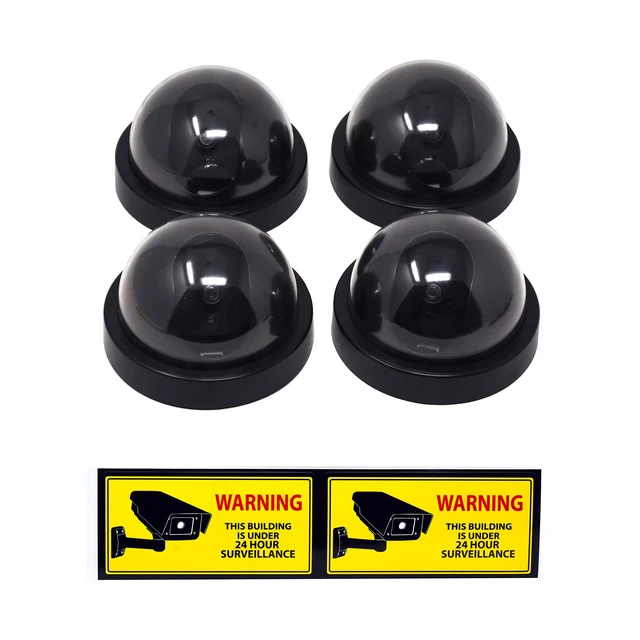 Alt view image 2 of 7 - Fake CCTV Dummy Security Cameras with LED Light, 4 Pack Wireless, Easy to Install, with Mounting Kit, Simulated Surveillance, for Indoor, Outdoor, Trees, Weather Resistant