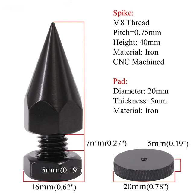 Alt view image 2 of 7 - 4 Pack Speaker Spikes Floor Protectors Adjustable Speake Isolation Spikes M10 Black for Subwoofer CD DVD Player Audio Amplifier Turntable Recorder Chassis with Speaker Isolation Feet Pad