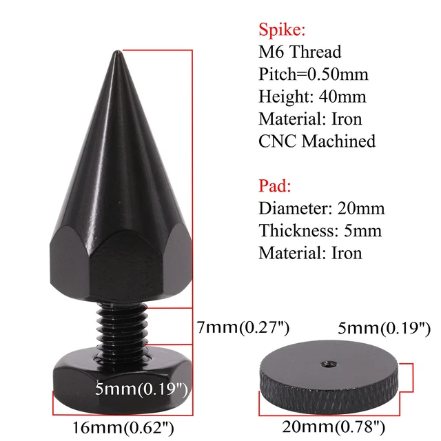 Alt view image 2 of 7 - 4 Pack Speaker Spikes Floor Protectors Adjustable Speaker Isolation Spikes M6 Black for Subwoofer CD DVD Player Audio Amplifier Turntable Recorder Chassis with Speaker Isolation Feet Pad (M6)