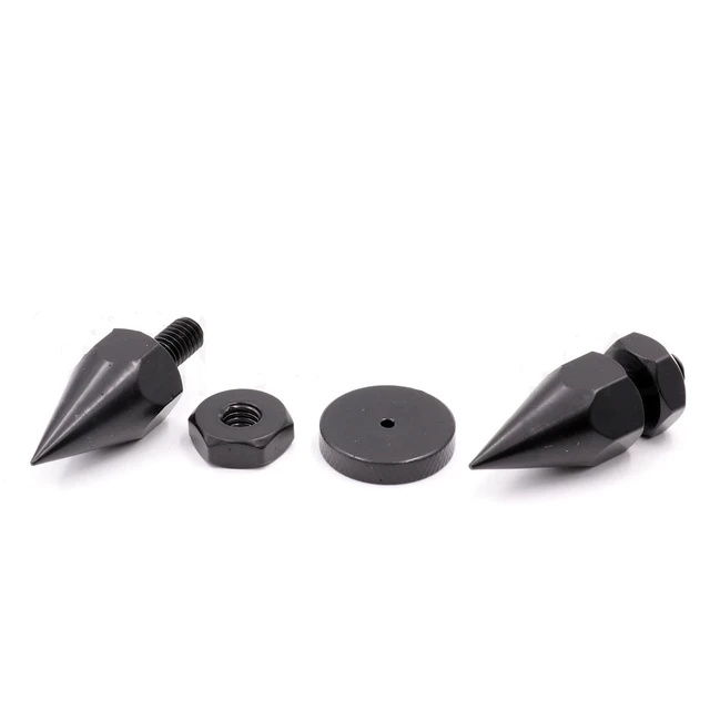 Alt view image 6 of 7 - 4 Pack Speaker Spikes Floor Protectors Adjustable Speake Isolation Spikes M10 Black for Subwoofer CD DVD Player Audio Amplifier Turntable Recorder Chassis with Speaker Isolation Feet Pad