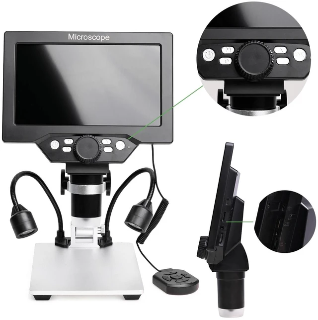 Alt view image 6 of 7 - 7 in LCD Digital Microscope HD Light Magnifying Glass Coin Supplies 1200X1080P HD,16GB TF card,wired remote,electronic microscope,7 inch microscope,soldering tools,jewelry microscope