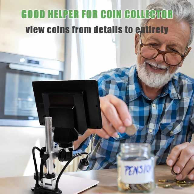 Alt view image 7 of 7 - 7 in LCD Digital Microscope HD Light Magnifying Glass Coin Supplies 1200X1080P HD,16GB TF card,wired remote,electronic microscope,7 inch microscope,soldering tools,jewelry microscope