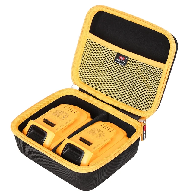 Alt view image 2 of 7 - Hard Case for DEWALT/Milwaukee 8v/12v/18v/20v/60v Max XR Battery Hard EVA Shell, Adjustable Dividers for 2 Pack, Shockproof & Water-Resistant, Mesh Pocket, Battery Storage Bag