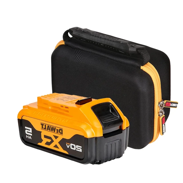 Alt view image 7 of 7 - Hard Case for DEWALT/Milwaukee 8v/12v/18v/20v/60v Max XR Battery Hard EVA Shell, Adjustable Dividers for 2 Pack, Shockproof & Water-Resistant, Mesh Pocket, Battery Storage Bag