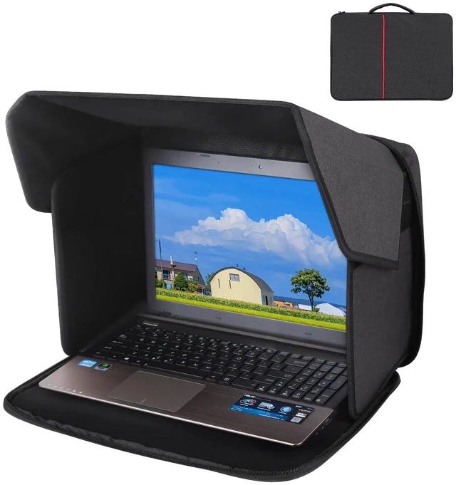 Main image of Portable Laptop Sun Shade Foldable Laptop Privacy Shield Blocks Sunlight Working Outside,Computer Anti Glare Shield Privacy Hood Case Fits for 15-16 inch(Patent Pending)