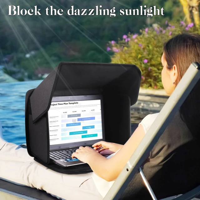 Alt view image 2 of 7 - Portable Laptop Sun Shade Foldable Laptop Privacy Shield Blocks Sunlight Working Outside,Computer Anti Glare Shield Privacy Hood Case Fits for 15-16 inch(Patent Pending)