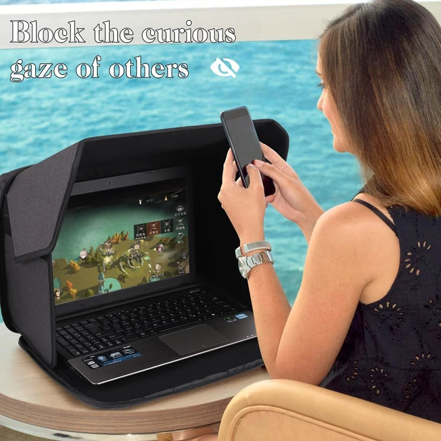 Alt view image 3 of 7 - Portable Laptop Sun Shade Foldable Laptop Privacy Shield Blocks Sunlight Working Outside,Computer Anti Glare Shield Privacy Hood Case Fits for 15-16 inch(Patent Pending)