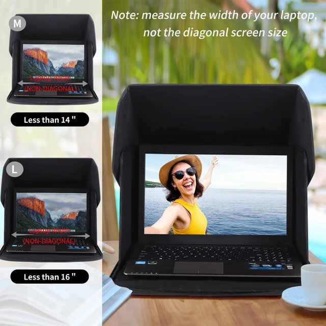 Alt view image 4 of 7 - Portable Laptop Sun Shade Foldable Laptop Privacy Shield Blocks Sunlight Working Outside,Computer Anti Glare Shield Privacy Hood Case Fits for 15-16 inch(Patent Pending)