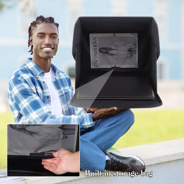 Alt view image 6 of 7 - Portable Laptop Sun Shade Foldable Laptop Privacy Shield Blocks Sunlight Working Outside,Computer Anti Glare Shield Privacy Hood Case Fits for 15-16 inch(Patent Pending)