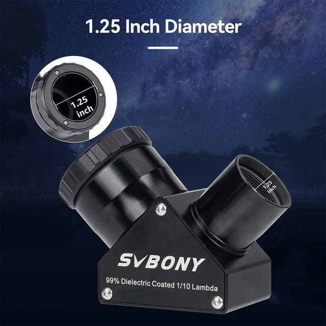Alt view image 2 of 7 - SV223 1.25 Telescope Diagonal, 90 Degree Dielectric Mirror 99% Reflective Dielectric Coating, 2" with 1.25" Adapter, Twist Lock Mechanism, Diagonal Adapter for Astronomical Telescope