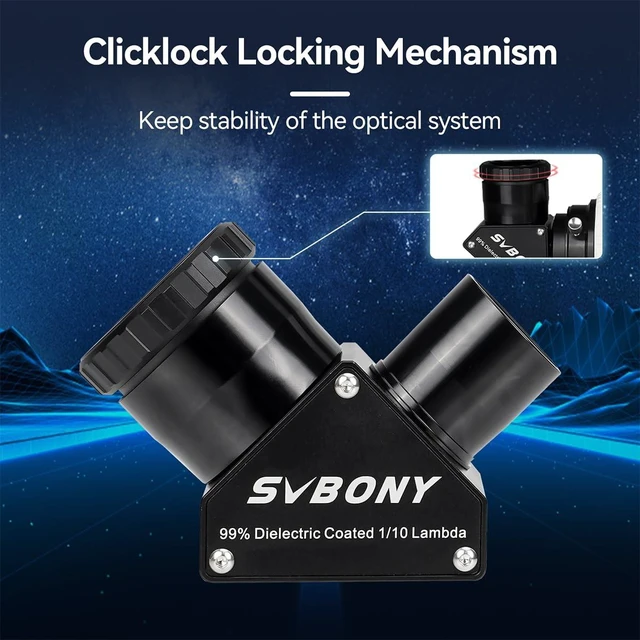 Alt view image 5 of 7 - SV223 1.25 Telescope Diagonal, 90 Degree Dielectric Mirror 99% Reflective Dielectric Coating, 2" with 1.25" Adapter, Twist Lock Mechanism, Diagonal Adapter for Astronomical Telescope