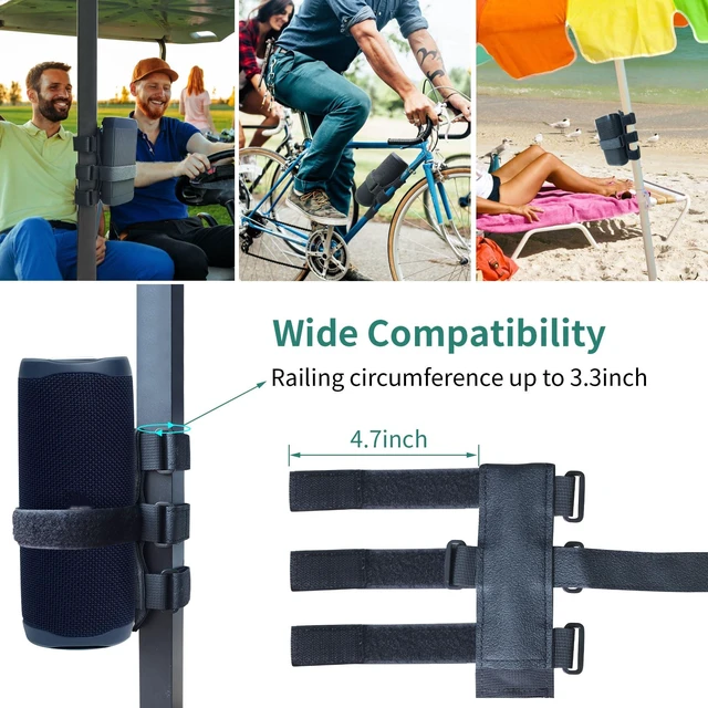 Alt view image 3 of 7 - Portable Speaker Mount for Golf Cart Accessories, Adjustable Bluetooth Speaker Mount with a waterproof strap fits JBL Charge 5/6, Flip 5/6 & Beats Pill. Great for golf carts and bikes