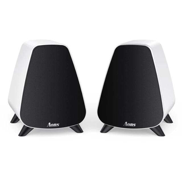 Main image of Powered Bookshelf Speaker,Active Bluetooth 5.3 80W RMS 2-Way Stereo / 3 Aluminum Long-Stroke Woofer & 20 mm Silk Dome Tweeter, RCA + Optical Inputs, Sub-Out & Remote WoodenAS-31 (Matte White)