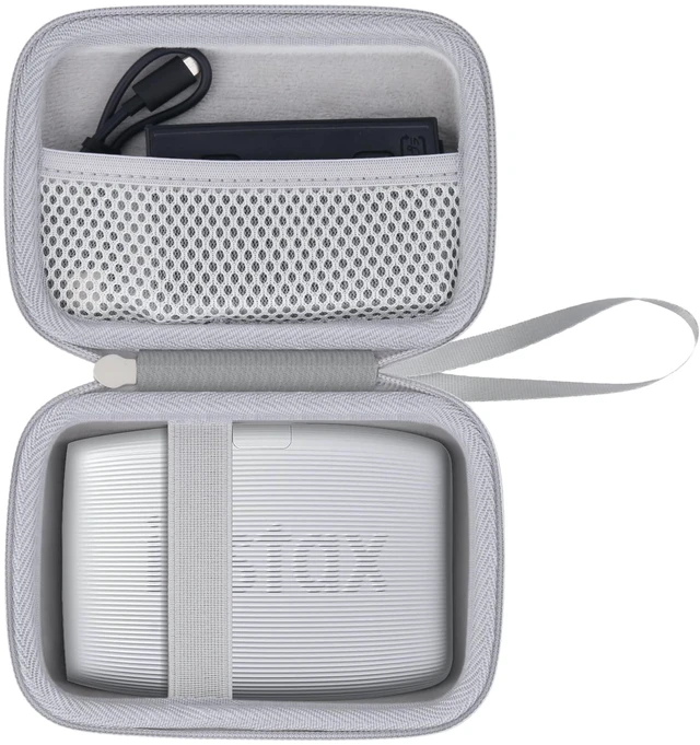 Main image of Hard Case for Fujifilm Instax Mini Link 3 2 1 Printer, White Portable Storage, Space For Charging Cable, Organized Interior, Secure Zippered Shell