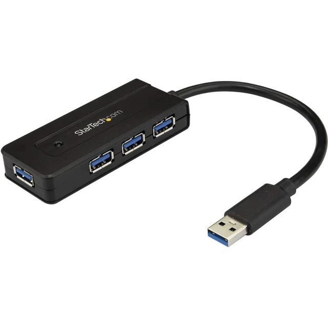 Alt view image 4 of 4 - 4 Port USB 3.0 Hub SuperSpeed 5Gbps with Fast Charge Portable USB 3.1 Gen 1 Type-A Laptop/Desktop Hub - USB Bus Power or Self Powered for High Performance Mini/Compact (ST4300MINI), Black