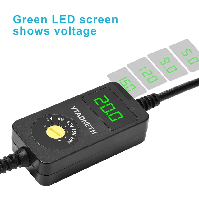 Alt view image 3 of 7 - USB C to 5V 9V 12V 15V 20V Cigarette Lighter Adapter, USB C Male to Cigarette Lighter Female Socket, PD Trigger Cable with LED Display Voltage, for Dash Cam, GPS, Car LED Light Strips (3.93 FT)