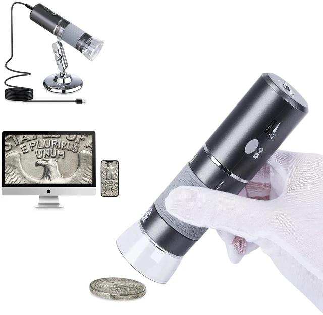 Main image of 4K Digital Microscope for iPhone Android Phone and Windows Mac PC 3840x2160p Wireless Handheld Microscope Camera, Portable WiFi Microscope with Stand for Adults and Kids
