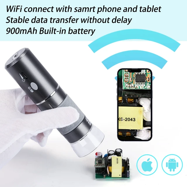 Alt view image 2 of 7 - 4K Digital Microscope for iPhone Android Phone and Windows Mac PC 3840x2160p Wireless Handheld Microscope Camera, Portable WiFi Microscope with Stand for Adults and Kids