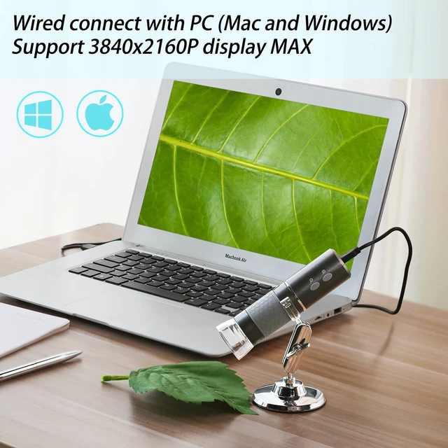 Alt view image 3 of 7 - 4K Digital Microscope for iPhone Android Phone and Windows Mac PC 3840x2160p Wireless Handheld Microscope Camera, Portable WiFi Microscope with Stand for Adults and Kids