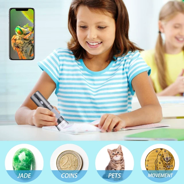 Alt view image 5 of 7 - 4K Digital Microscope for iPhone Android Phone and Windows Mac PC 3840x2160p Wireless Handheld Microscope Camera, Portable WiFi Microscope with Stand for Adults and Kids