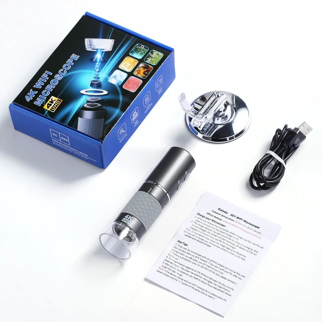 Alt view image 7 of 7 - 4K Digital Microscope for iPhone Android Phone and Windows Mac PC 3840x2160p Wireless Handheld Microscope Camera, Portable WiFi Microscope with Stand for Adults and Kids