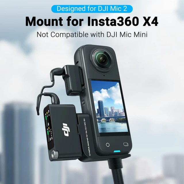 Alt view image 2 of 7 - Mount for Insta360 X4 Accessories, Insta 360 X4 Cold Shoe for Mic 2 Compatible with Insta360 X4 / X3 for DJI Mic2 Microphone Holderwith 3.5mm Audio Cable, black