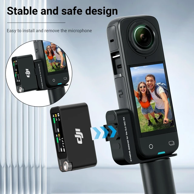 Alt view image 3 of 7 - Mount for Insta360 X4 Accessories, Insta 360 X4 Cold Shoe for Mic 2 Compatible with Insta360 X4 / X3 for DJI Mic2 Microphone Holderwith 3.5mm Audio Cable, black