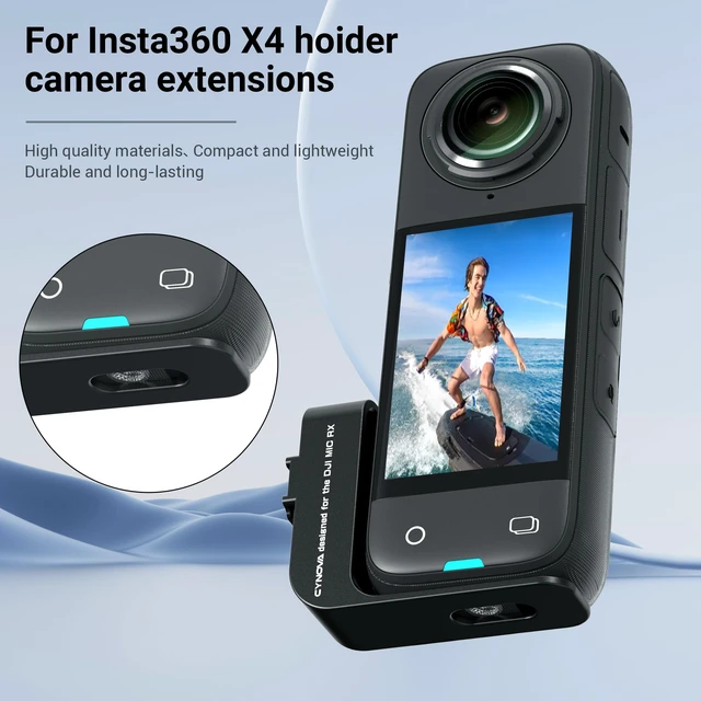 Alt view image 4 of 7 - Mount for Insta360 X4 Accessories, Insta 360 X4 Cold Shoe for Mic 2 Compatible with Insta360 X4 / X3 for DJI Mic2 Microphone Holderwith 3.5mm Audio Cable, black