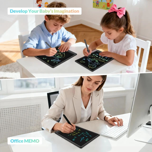 Alt view image 2 of 7 - LCD Writing Tablet 10 Inch Electronic Writing Drawing Pads Portable Doodle Board Gifts for Kids Adults Travel Toys for Toddler Birthday Christmas Gift for Boys Girls Age 3 4 5 6 7 8 Black