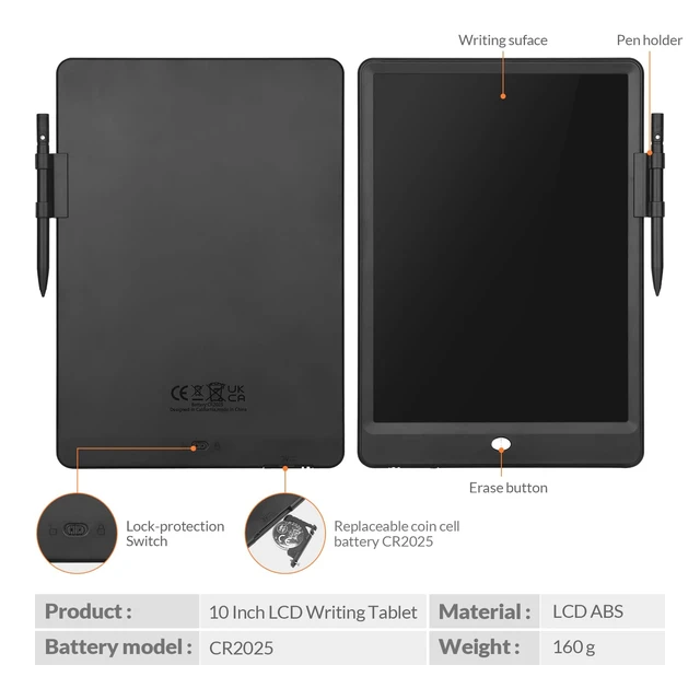 Alt view image 3 of 7 - LCD Writing Tablet 10 Inch Electronic Writing Drawing Pads Portable Doodle Board Gifts for Kids Adults Travel Toys for Toddler Birthday Christmas Gift for Boys Girls Age 3 4 5 6 7 8 Black