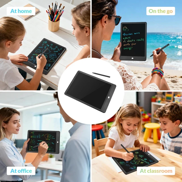Alt view image 6 of 7 - LCD Writing Tablet 10 Inch Electronic Writing Drawing Pads Portable Doodle Board Gifts for Kids Adults Travel Toys for Toddler Birthday Christmas Gift for Boys Girls Age 3 4 5 6 7 8 Black
