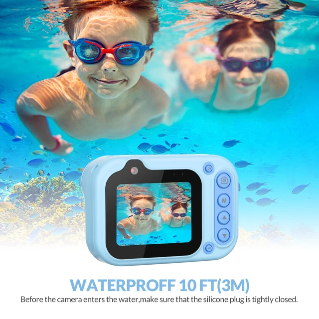 Alt view image 3 of 7 - Kids Waterproof Camera Underwater Camera 10FT with 32GB Card Gifts for Boys Floatable Pool Toys for Kids Age 4-12 26MP Photos 1080P HD Videos Children Selfie Digital Camera Blue