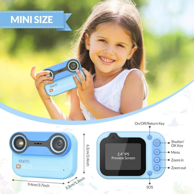 Alt view image 6 of 7 - Kids Waterproof Camera Underwater Camera 10FT with 32GB Card Gifts for Boys Floatable Pool Toys for Kids Age 4-12 26MP Photos 1080P HD Videos Children Selfie Digital Camera Blue