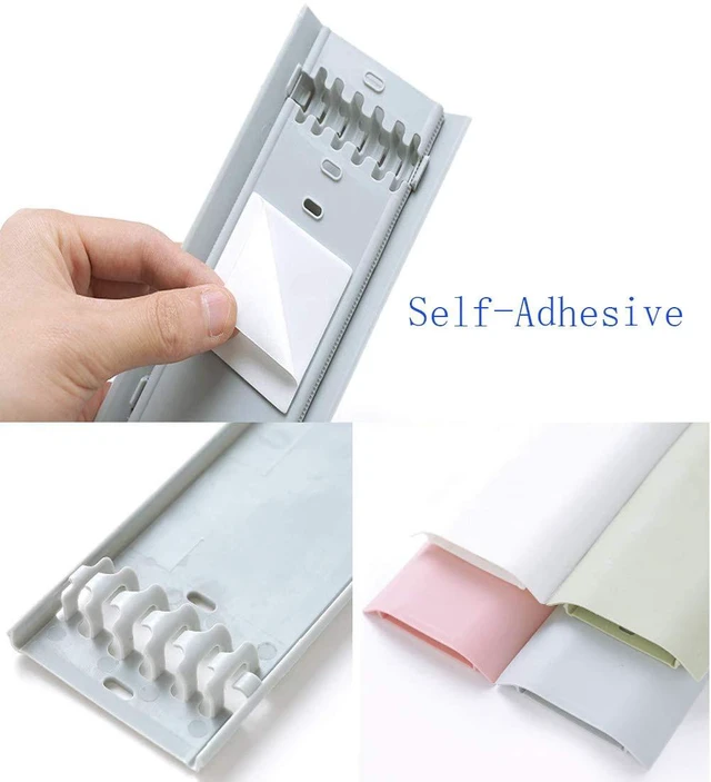 Alt view image 3 of 7 - Cable Concealer Cord Cover, 4 PCS Self-Adhesive Wall Cable Covers with 8 PCS Double-side Tapes for TV Computer Office Theater (4PCS Green)