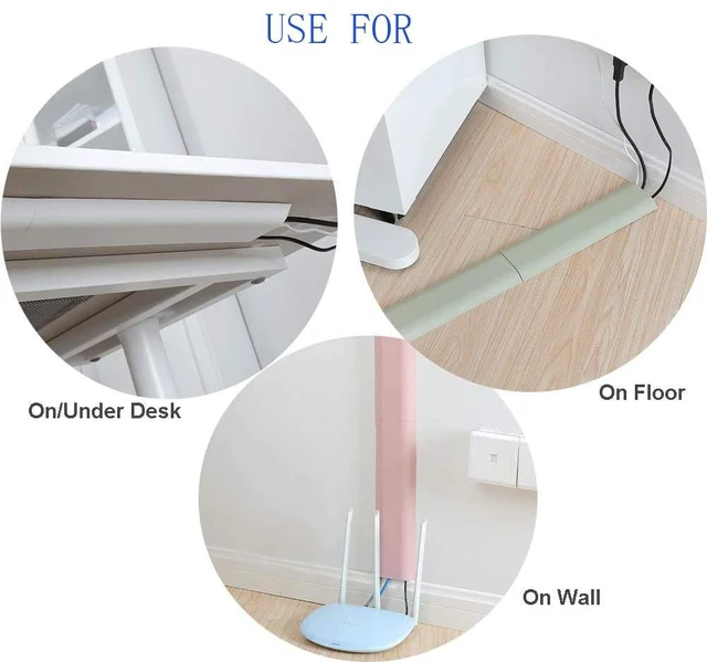Alt view image 5 of 7 - Cable Concealer Cord Cover, 4 PCS Self-Adhesive Wall Cable Covers with 8 PCS Double-side Tapes for TV Computer Office Theater (4PCS Green)