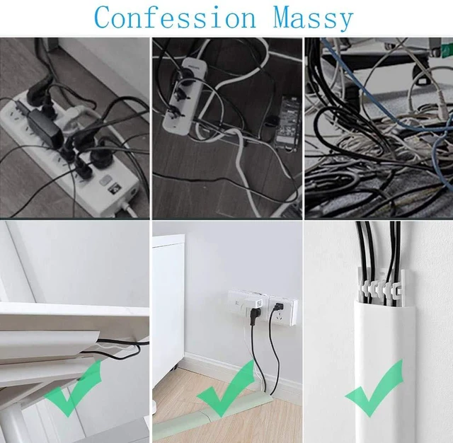 Alt view image 6 of 7 - Cable Concealer Cord Cover, 4 PCS Self-Adhesive Wall Cable Covers with 8 PCS Double-side Tapes for TV Computer Office Theater (4PCS Green)