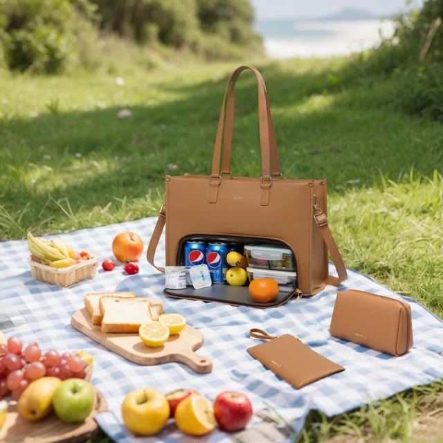 Alt view image 3 of 6 - 3pcs Laptop Bag for Women 15.6 inch and Lunch Tote Bag for Women with Insulated Lunch Compartment Computer Briefcase