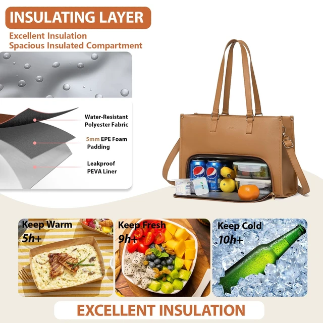 Alt view image 5 of 6 - 3pcs Laptop Bag for Women 15.6 inch and Lunch Tote Bag for Women with Insulated Lunch Compartment Computer Briefcase