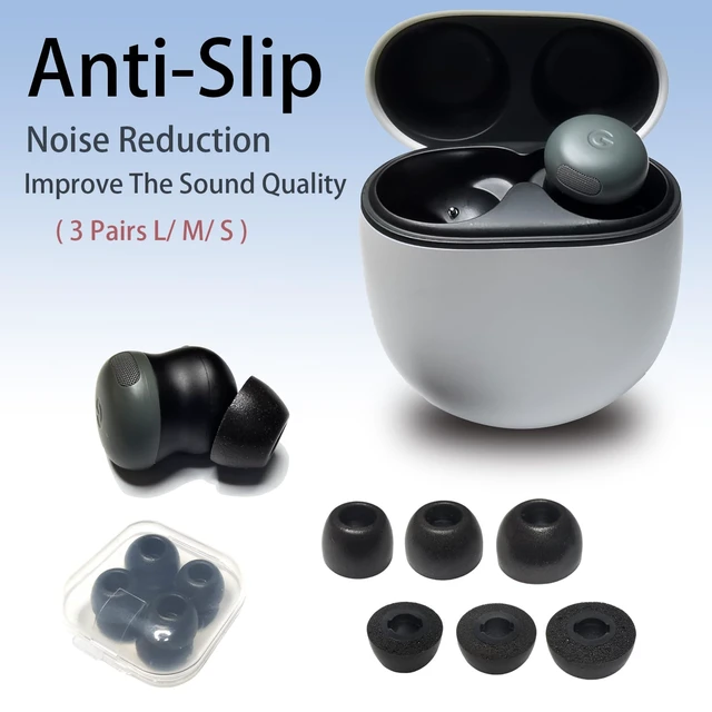 Alt view image 6 of 6 - Memory Foam Ear Tips for Google Pixel Buds Pro 2 (S/M/L) Replacement Tips Anti-Slip Foam Ear Tips, All-Day Comfort Noise Isolating, Fits Charging Case, 3 Pairs