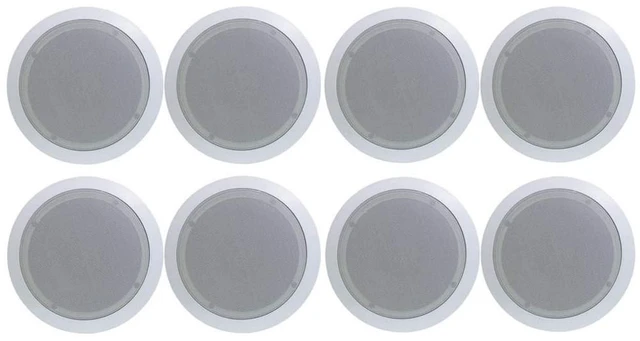 Main image of PDIC51RD 5.25 Inch 150W Flush-Mount in-Ceiling Speakers, White, 8-Pack Round In-Wall Design for Indoor Stereo Listening, Distributed Room Sound, Music Playback & Custom Interior Layouts