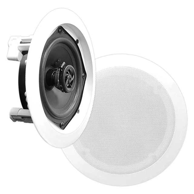 Alt view image 2 of 5 - PDIC51RD 5.25 Inch 150W Flush-Mount in-Ceiling Speakers, White, 8-Pack Round In-Wall Design for Indoor Stereo Listening, Distributed Room Sound, Music Playback & Custom Interior Layouts