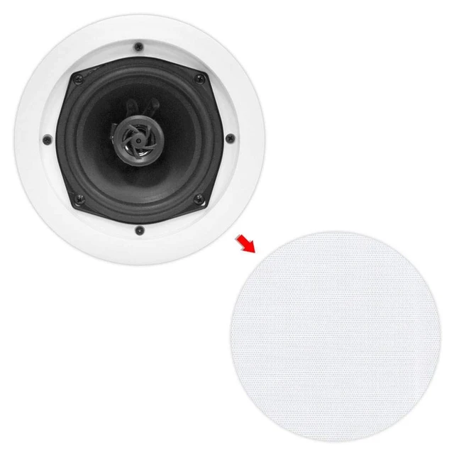 Alt view image 4 of 5 - PDIC51RD 5.25 Inch 150W Flush-Mount in-Ceiling Speakers, White, 8-Pack Round In-Wall Design for Indoor Stereo Listening, Distributed Room Sound, Music Playback & Custom Interior Layouts