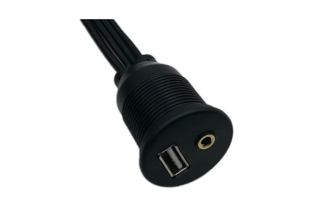 Alt view image 4 of 6 - 3.5mm & USB Flush Mount Cable - 1M, RCA Extension, Dash, Panel, Car, Boat, Motorcycle