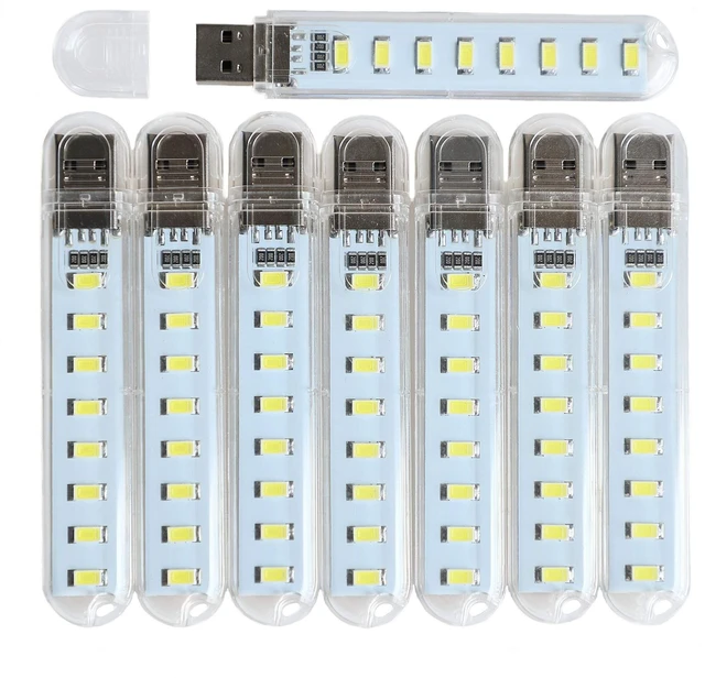 Main image of 8pcs USB Light,Night Light Plug in,Small Led Light Stick(White) with 8 Lamp Beads for Power Brick/Portable Power Station