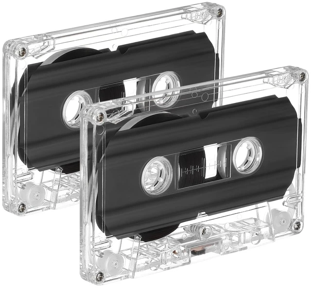 Main image of 2 Pcs Blank Cassette Tape 30 Minute Recordable Audio Cassettes with Clear Case Empty Tapes for DIY Music, Retro Party, Valentine Day Greeting Messages & Voice Gift
