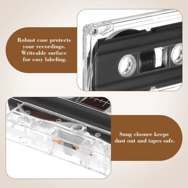 Alt view image 3 of 7 - 2 Pcs Blank Cassette Tape 30 Minute Recordable Audio Cassettes with Clear Case Empty Tapes for DIY Music, Retro Party, Valentine Day Greeting Messages & Voice Gift