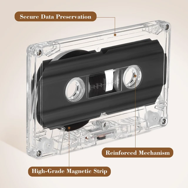 Alt view image 6 of 7 - 2 Pcs Blank Cassette Tape 30 Minute Recordable Audio Cassettes with Clear Case Empty Tapes for DIY Music, Retro Party, Valentine Day Greeting Messages & Voice Gift